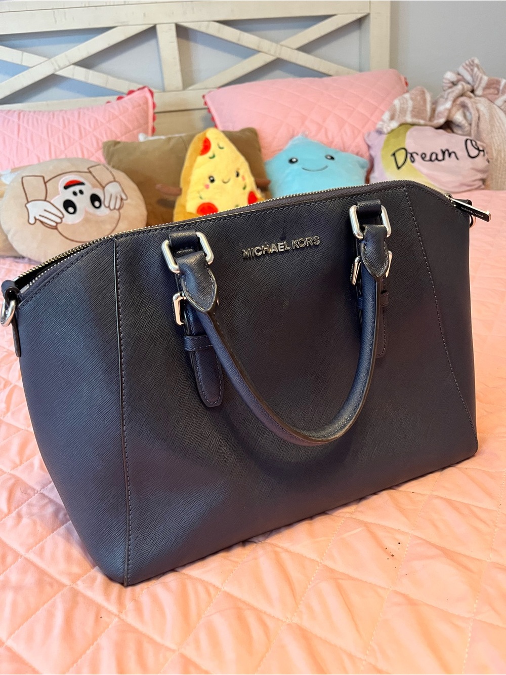 Michael Kors Navy Saffiano Leather Satchel